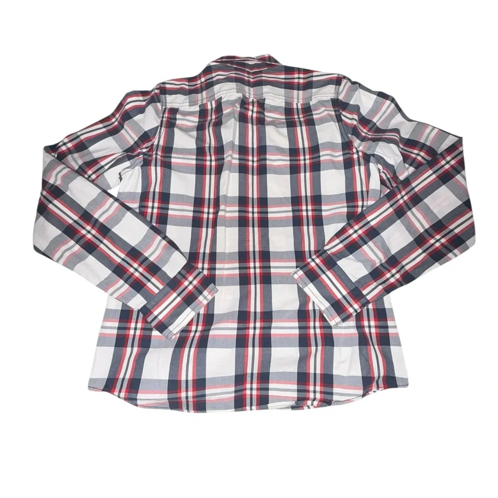 Abercrombie & Fitch Cotton Red White and Blue Button-Down Plaid Shirt Size XL